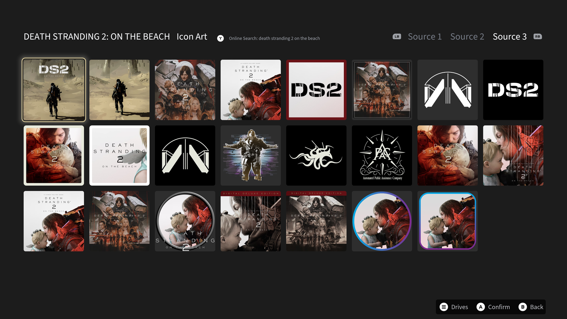Icon art picker with online search and local folder options