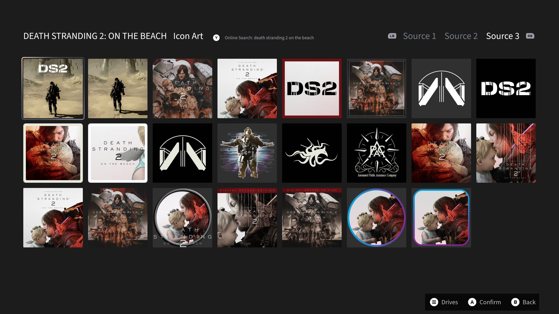 Icon art picker with online search and local folder options