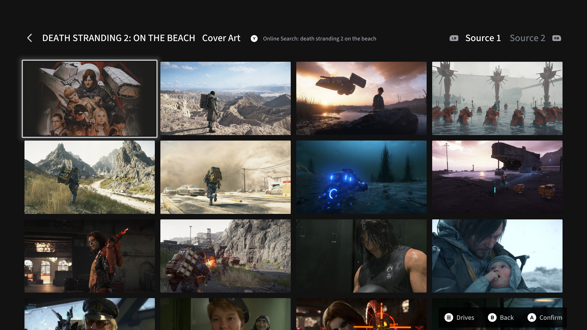 Cover art picker with wide artwork options for a selected game