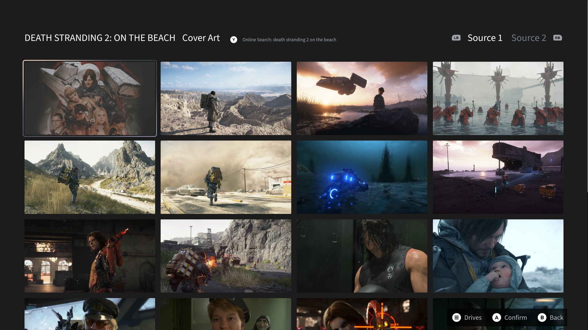 Cover art picker with wide artwork options for a selected game